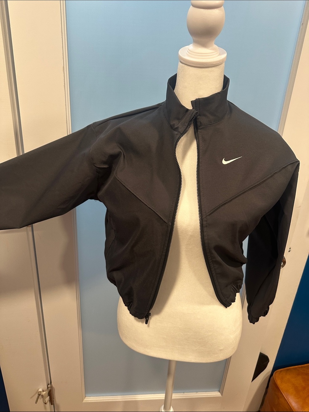Nike Black Bomber Jacket with White Swoosh - Like New